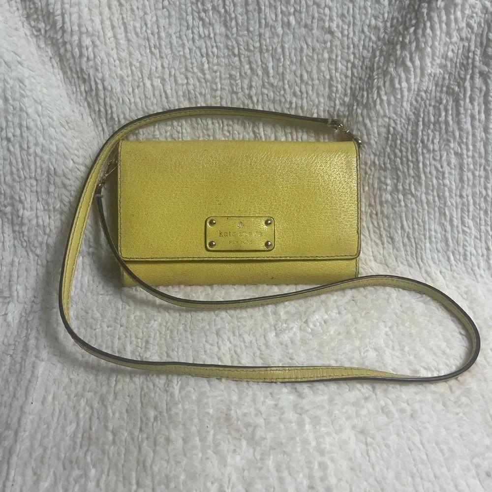 Kate Spade Leather Sunny Yellow Crossbody Bag.